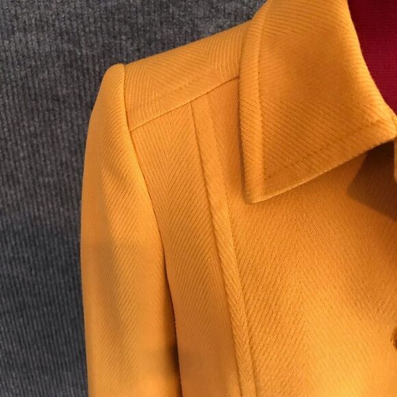 Kasper Blazer Women's Size 6 Gold/Yellow Pointed Collar Pockets Button Front - Picture 5 of 7